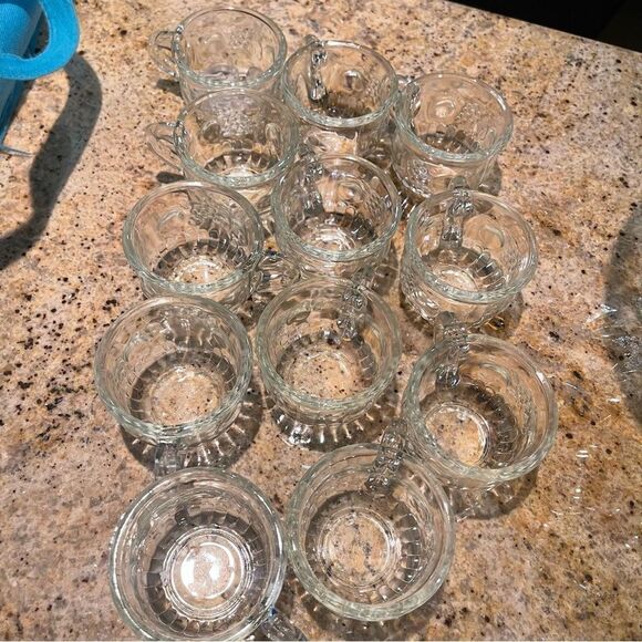 Vintage Large glass punch bowl - set of 12 cups - Picture 8 of 15